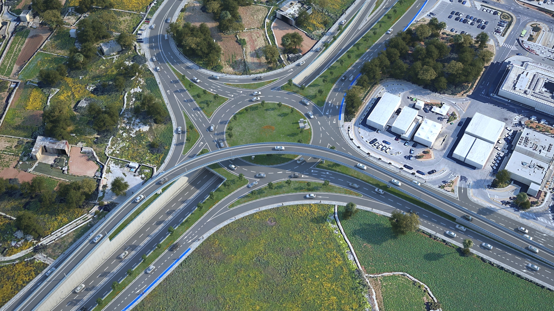 Tunnels and flyover for airport roundabout upgrade