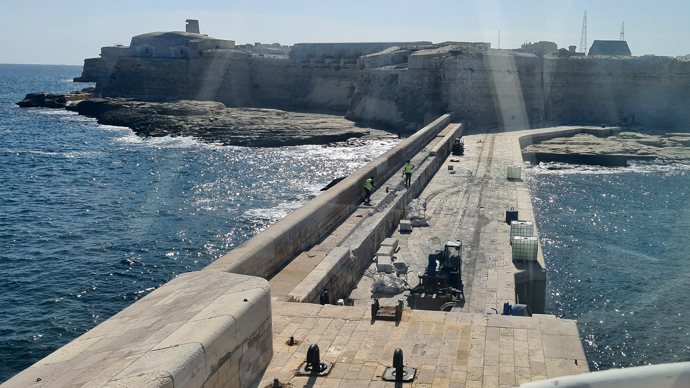 Grand Harbour Breakwater repairs in progress