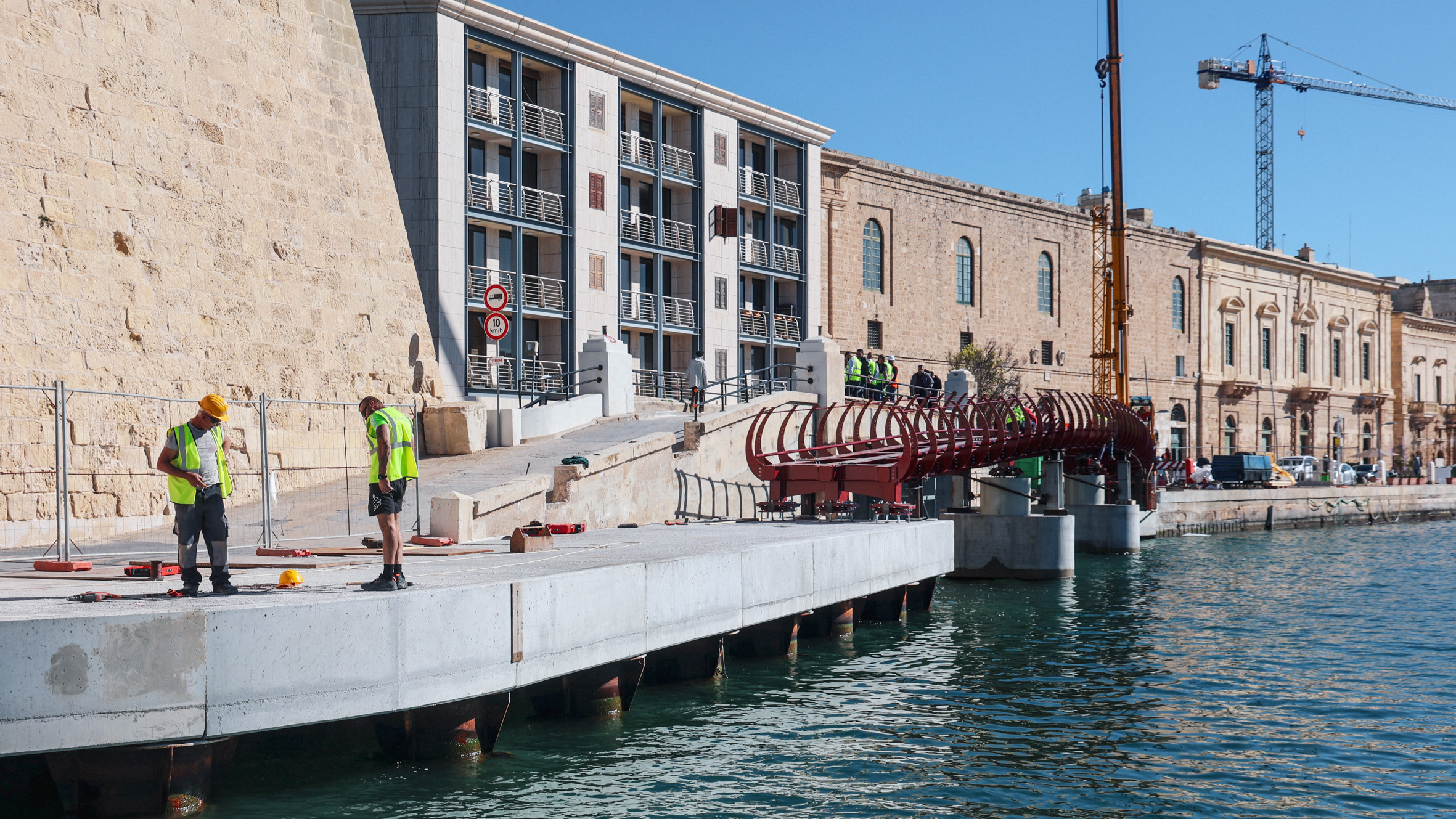 Infrastructure Malta installed the pedestrian bridge at the Fort St Angelo site